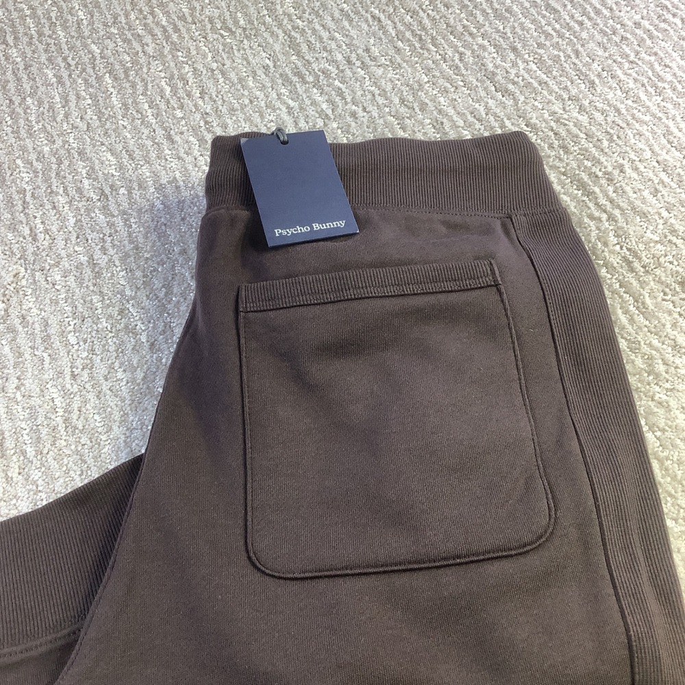 Psycho Bunny Mens Levy Essential Fleece Sweatpant Ganache Brown Size M NWT